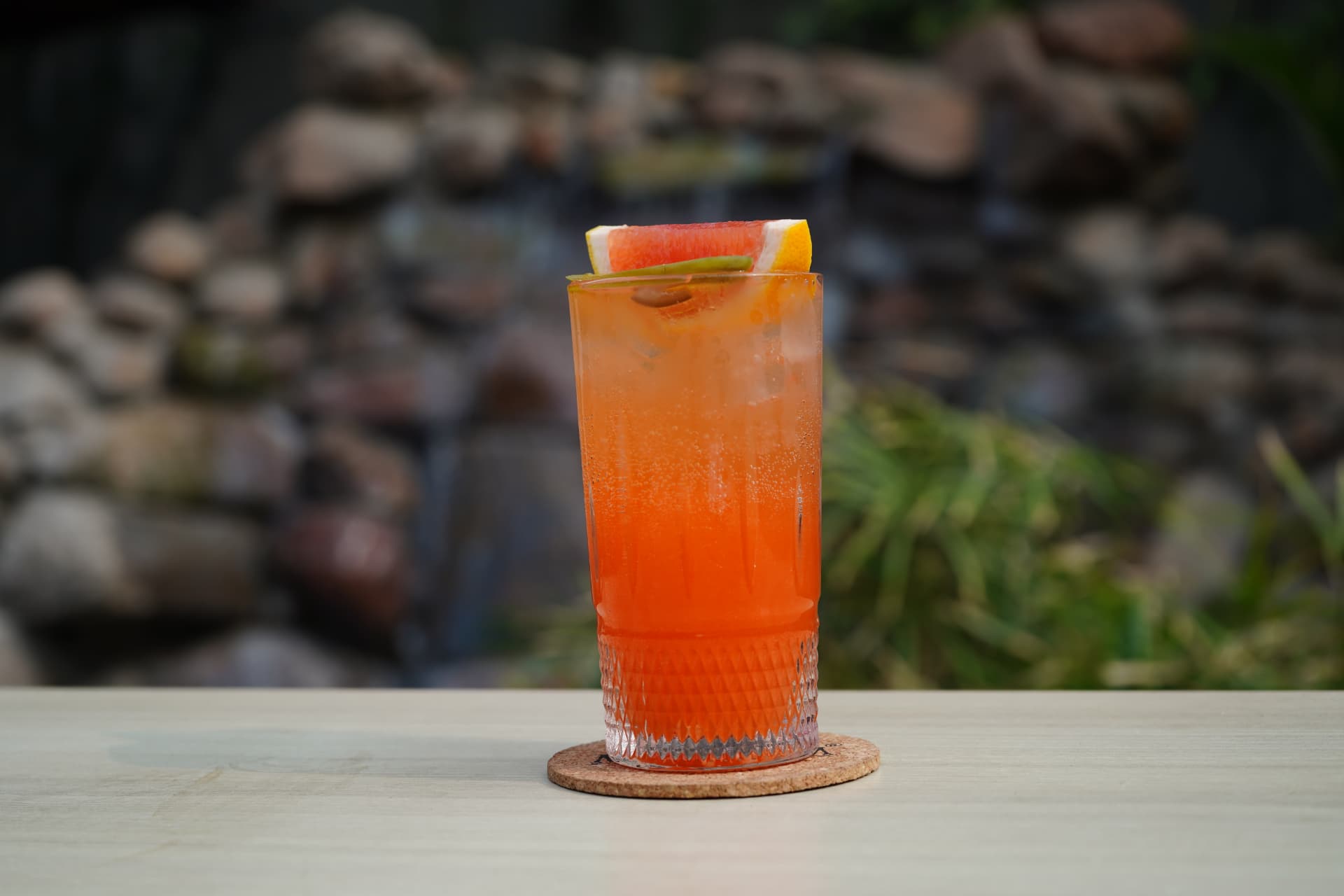 Grapefruit spritz over ice