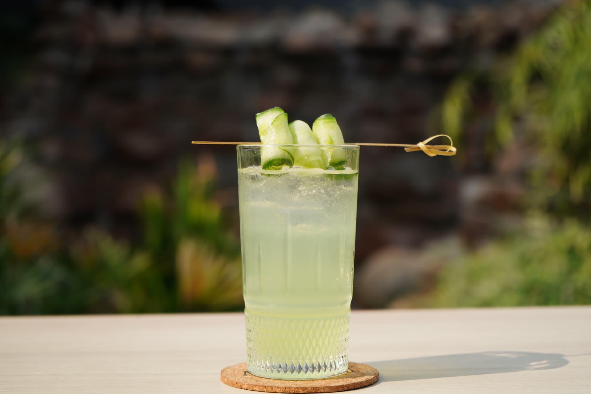 Cucumber cooler on the garden table