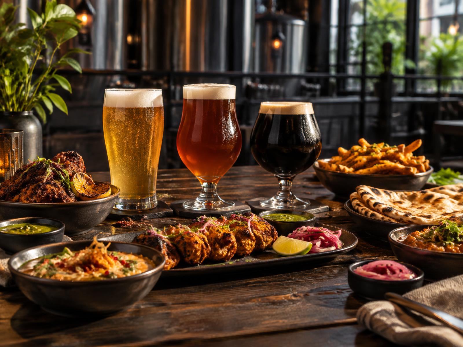 Three Mannheim craft beers with an Indian sharing feast